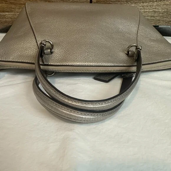 COACH Metallic Leather Prairie Satchel Platinum 87686 Convertible Crossbody $328 - Picture 9 of 12